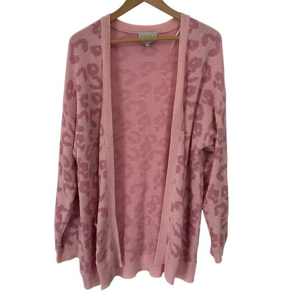 Hayden‎ Los Angeles Pink Cheetah Open Front Cardigan M/L - Picture 1 of 5